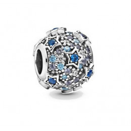 Charm boule sphère étoile bleu noël argent pour bracelet