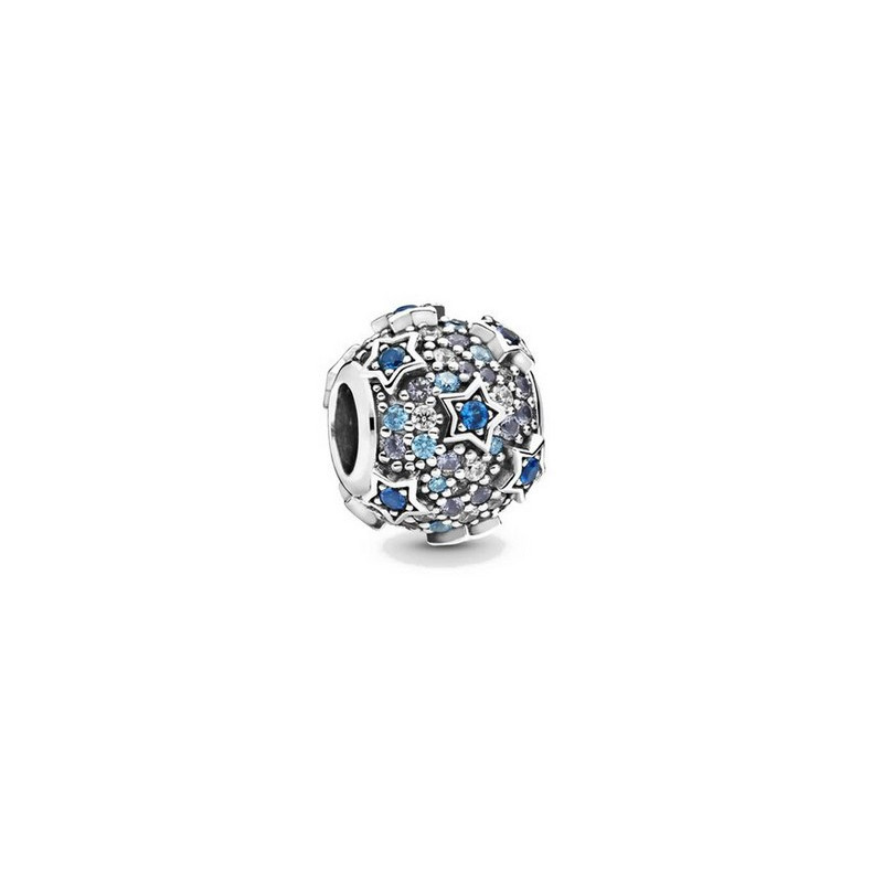 Charm boule sphère étoile bleu noël argent pour bracelet