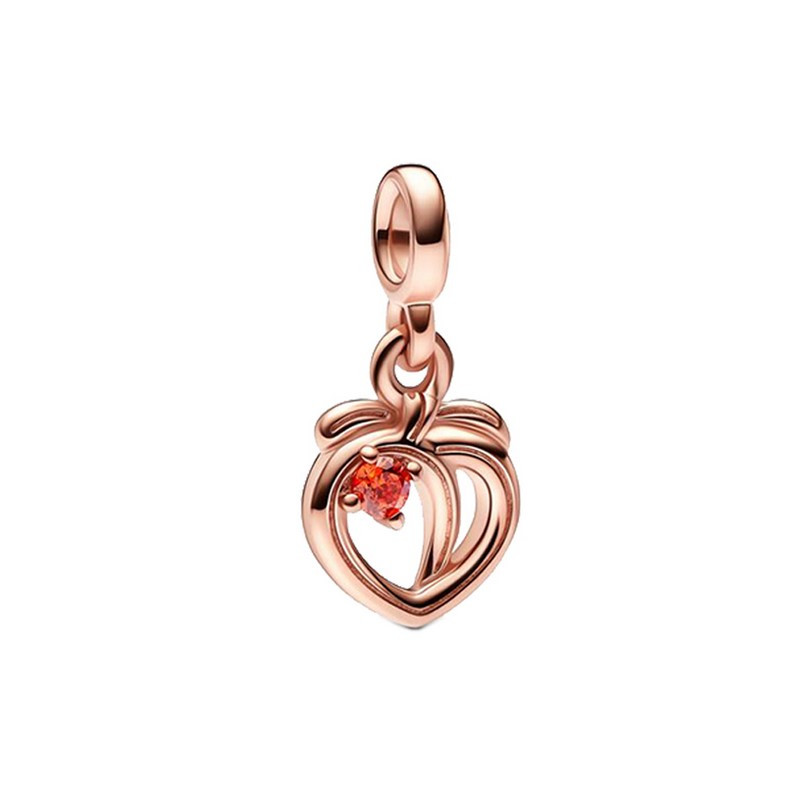 Charm double coeur strass rouge or rose compatible me