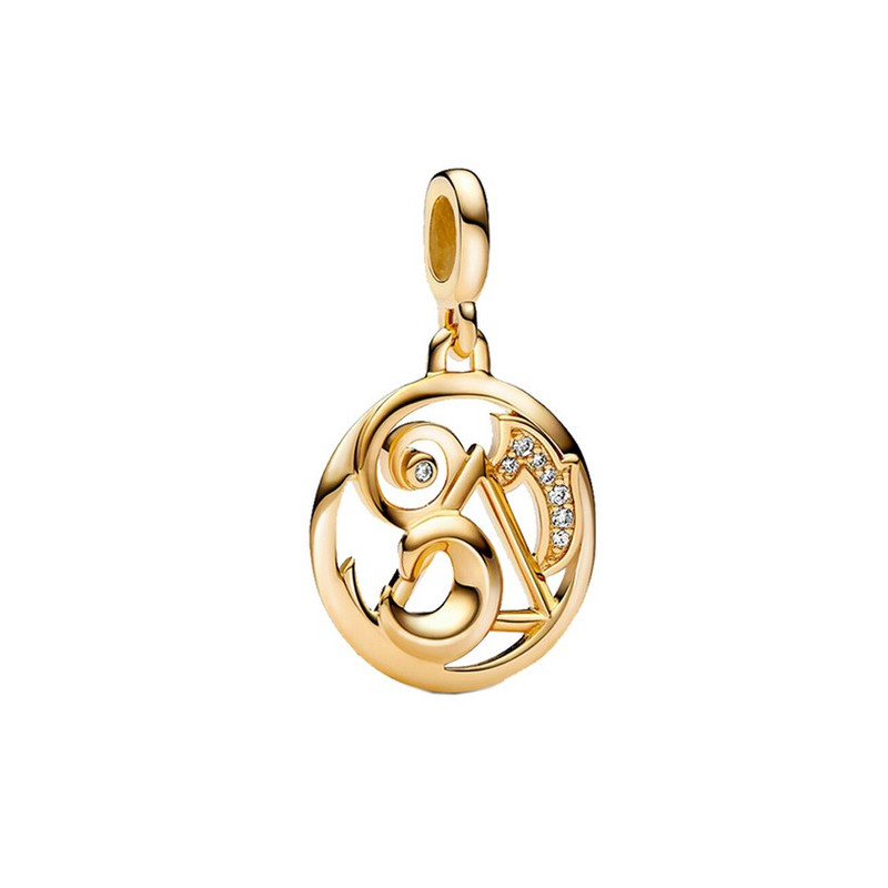Charm cercle ange assis strass or compatible me