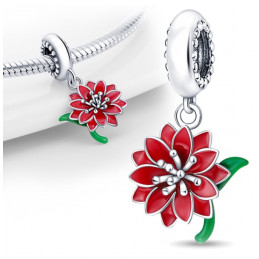 Charm fleur rouge cactus argent pour bracelet