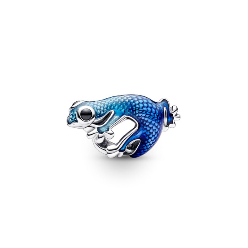 Charm gecko bleu argent pour bracelet