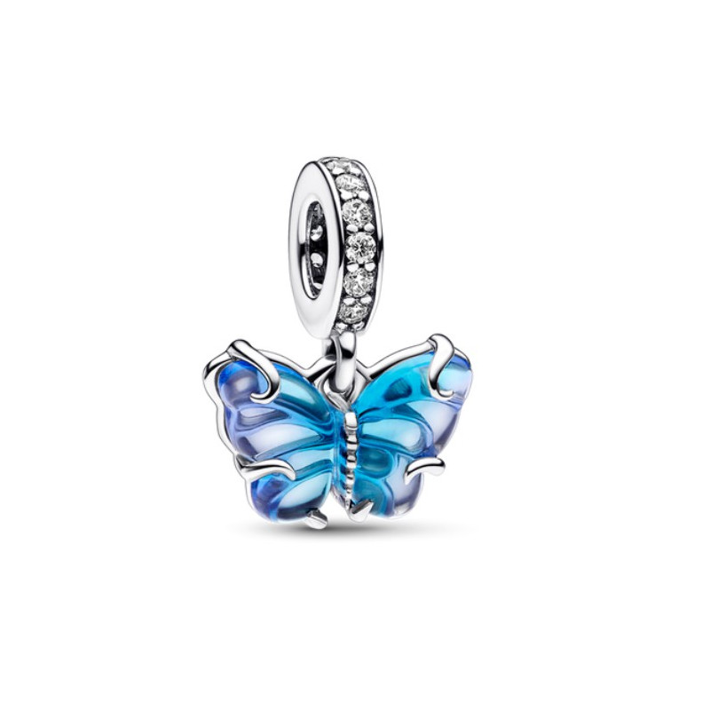 Charm papillon bleu pierre argent pour bracelet