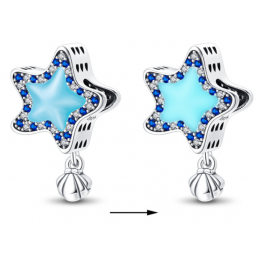 Charm phosphorescent coquillage étoile de mer bleue argent pour bracelet