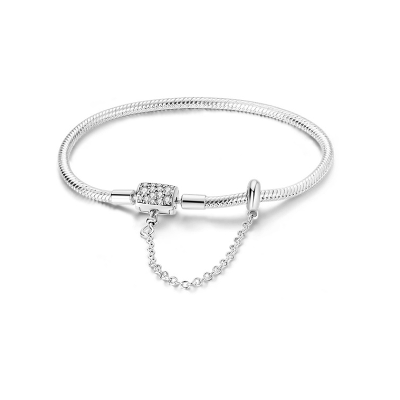 Bracelet pour charm argent cylindre strass chaine