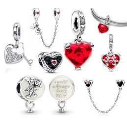 Charm minnie mickey coeur amour pour bracelet
