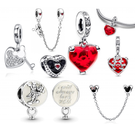 Charm minnie mickey coeur amour pour bracelet