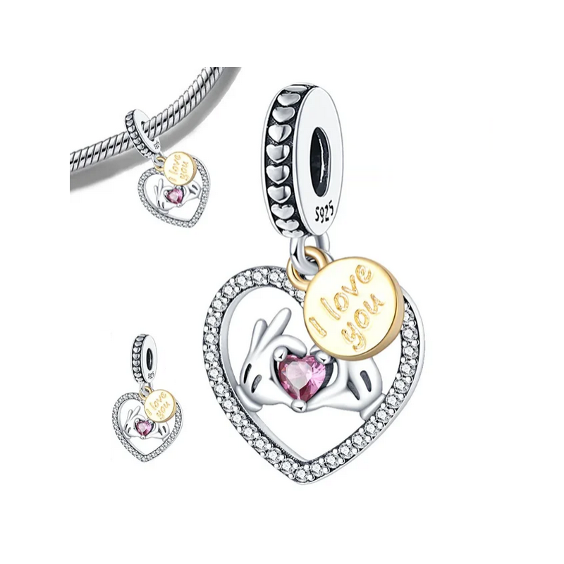 Charm minnie mickey coeur amour pour bracelet