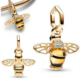 Charm abeille brillante strass blanc or pour bracelet
