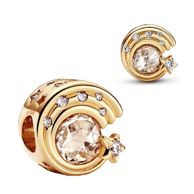 Charm étoile filante pierre jaune doré pour bracelet