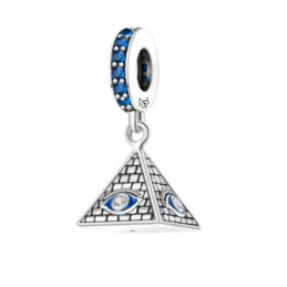 Charm pyramide oeil strass bleu argent pour bracelet