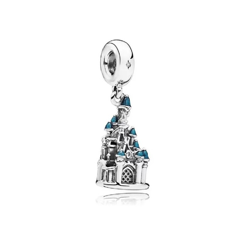Charm chateau princesse toit tours bleu argent pour bracelet