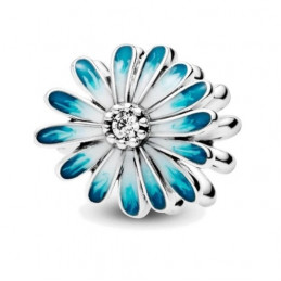 Charm fleur bleue et blanche argent pour bracelet