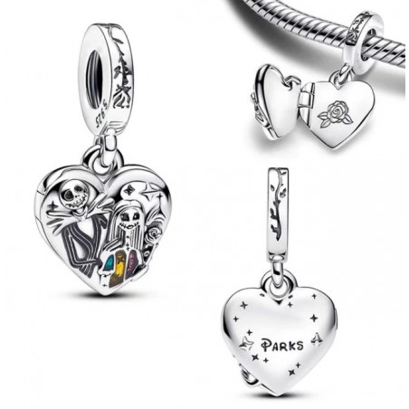 Charm coeur sally et jack rose argent pour bracelet