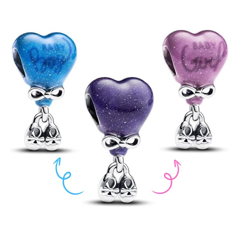 Charm ballon cadeau naissance c'est un garçon / fille argent pour bracelet