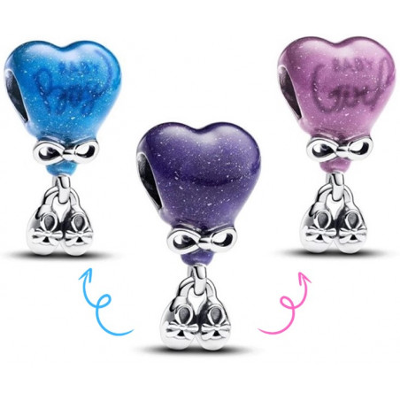 Charm ballon cadeau naissance c'est un garçon / fille argent pour bracelet