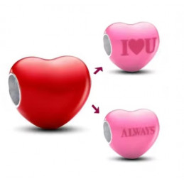 Charm coeur rouge rose Je t'aime pour toujours argent pour bracelet