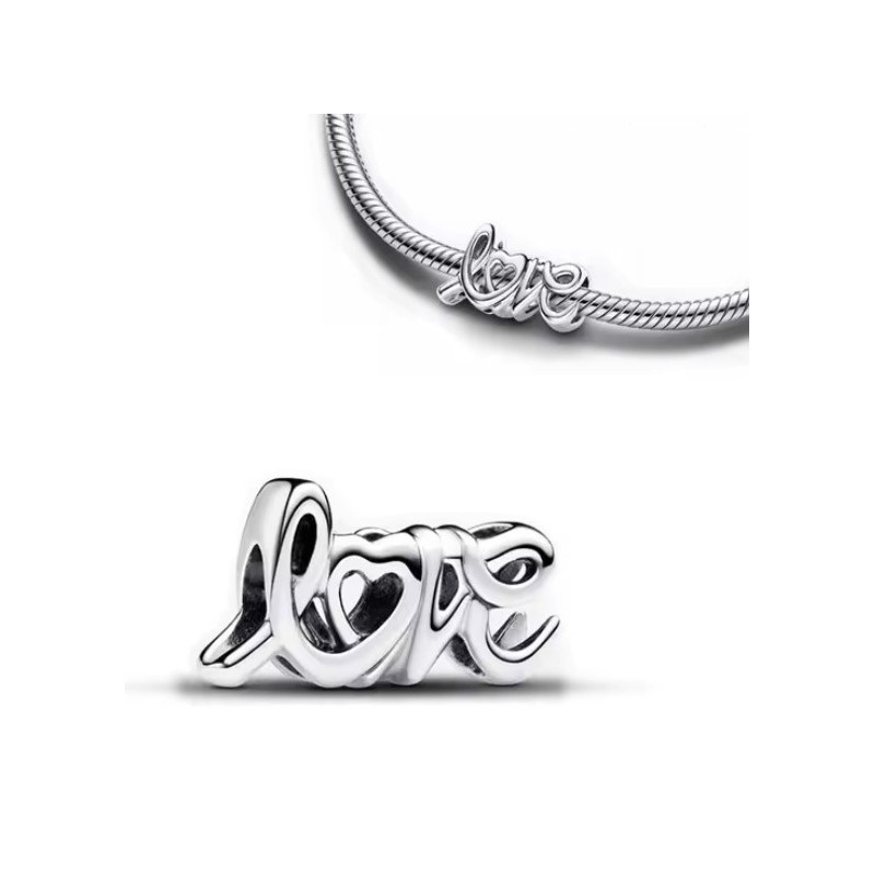 Charm lettre love amour coeur argent pour bracelet
