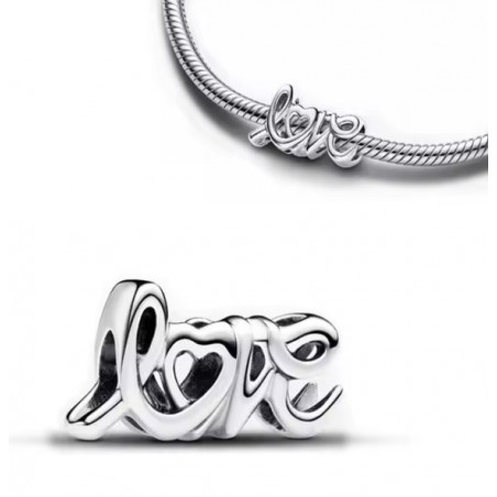 Charm lettre love amour coeur argent pour bracelet
