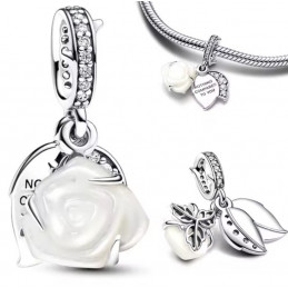 Charm fleur blanche "Rien n'est comparable à toi" argent pour bracelet