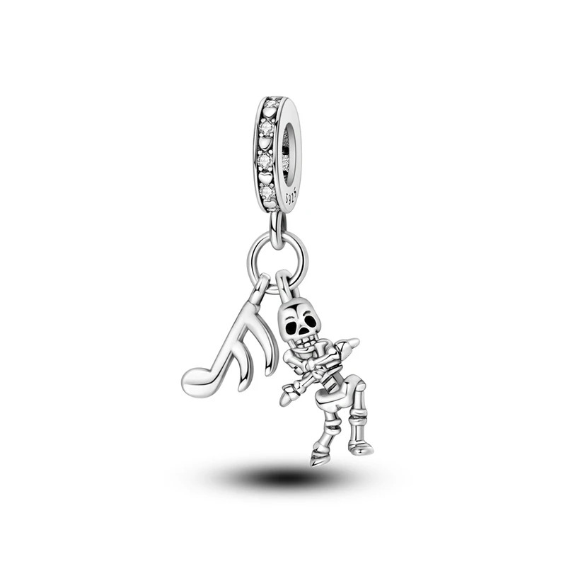 Charm halloween squelette note de musique argent pour bracelet