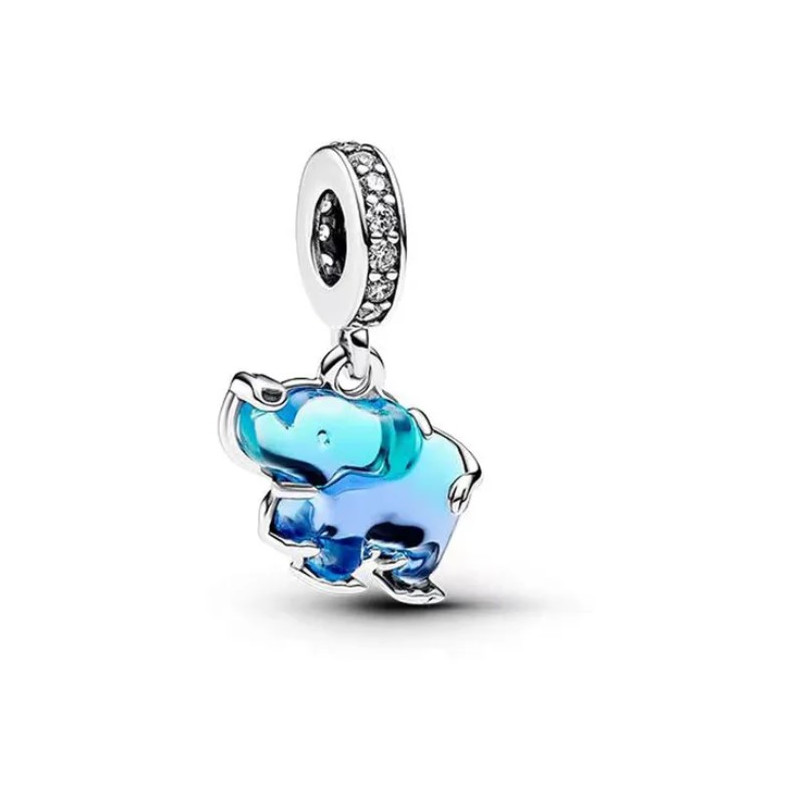 Charm éléphant pierre bleu argent pour bracelet
