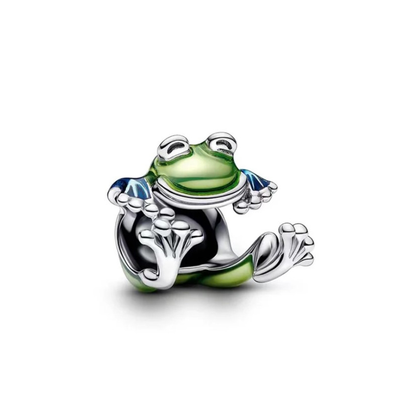 Charm grenouille verte argent pour bracelet