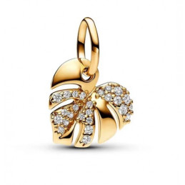 Charm feuille exotique monstera strass or pour bracelet