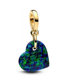 Charm coeur nacré bleu vert or pour bracelet