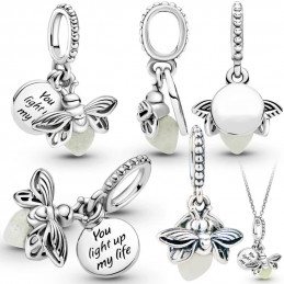 Charm phosphorescent abeille lumière de ma vie argent pour bracelet