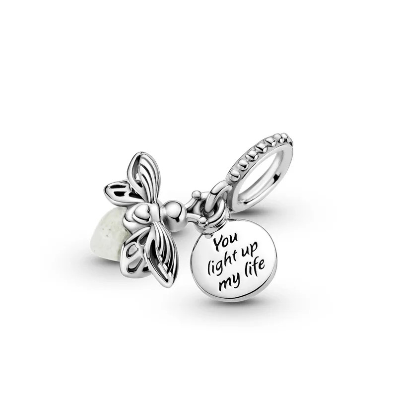 Charm phosphorescent abeille lumière de ma vie argent pour bracelet
