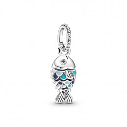 Charm poisson écaille bleu turquoise argent pour bracelet