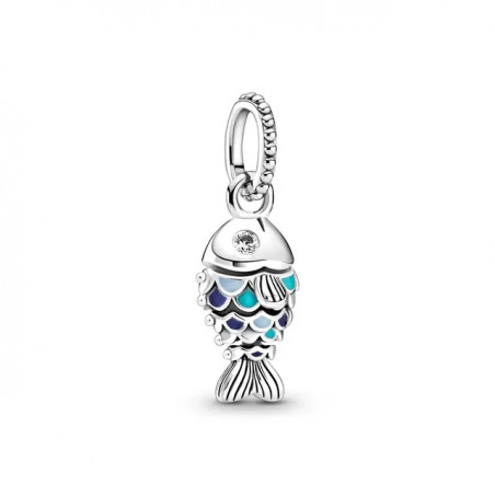 Charm poisson écaille bleu turquoise argent pour bracelet