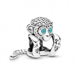 Charm singe yeux bleu turquoise argent pour bracelet
