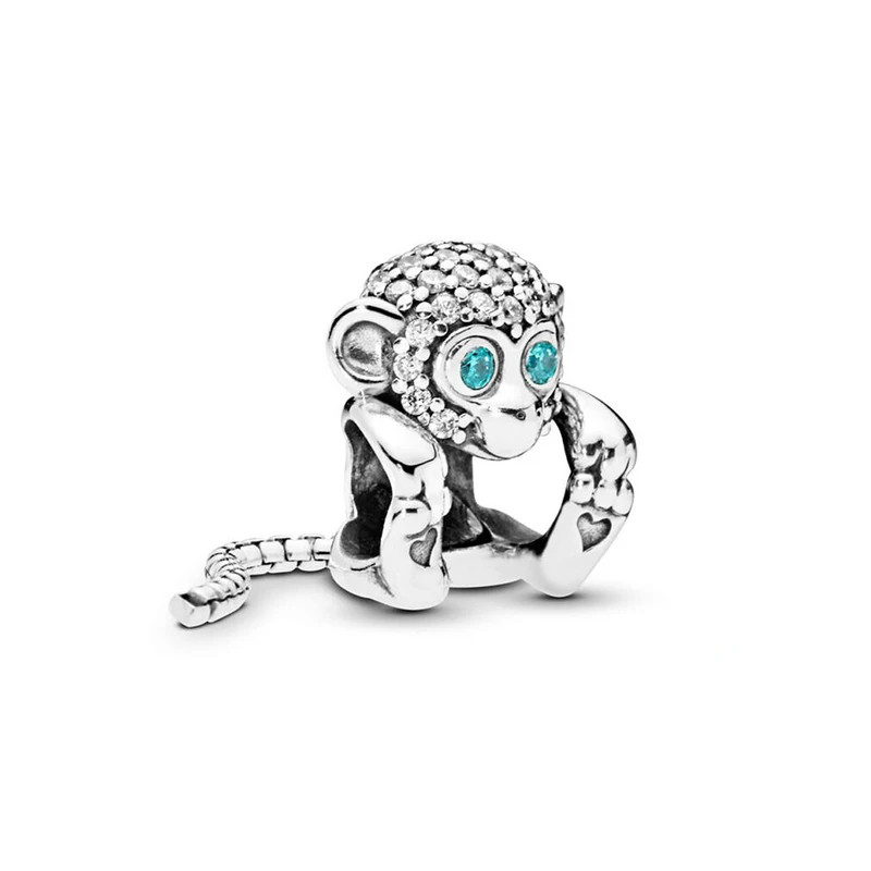 Charm singe yeux bleu turquoise argent pour bracelet