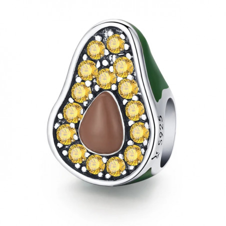 Charm avocat strass jaune argent pour bracelet