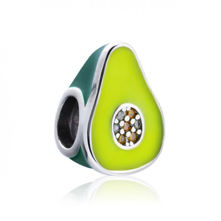 Charm avocat strass noyau argent pour bracelet