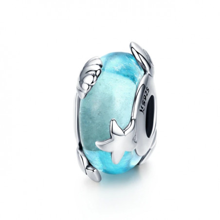Charm séparateur océan bleu coquillage argent pour bracelet