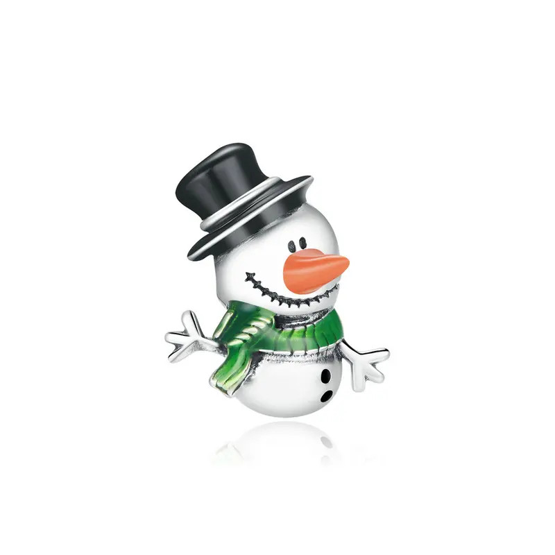 Charm bonhomme de neige chapeau écharpe verte pour bracelet