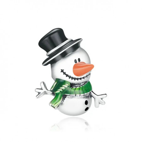 Charm bonhomme de neige chapeau écharpe verte pour bracelet
