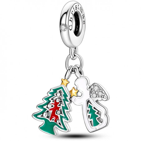 Charm sapin de noël ange aile étoile argent pour bracelet