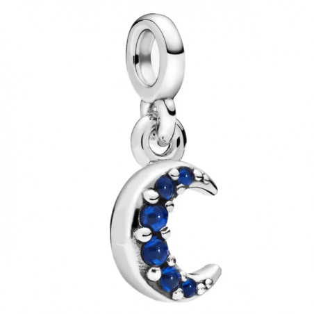 Charm croissant de lune strass bleu argent compatible me