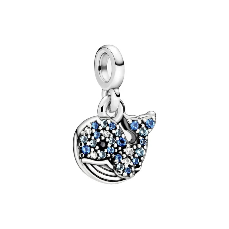 Charm baleine mer strass bleu argent compatible me