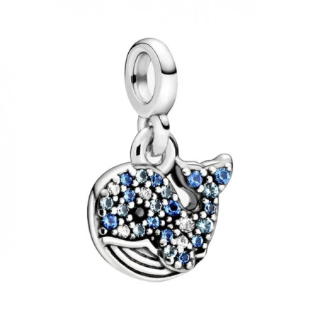 Charm baleine mer strass bleu argent compatible me