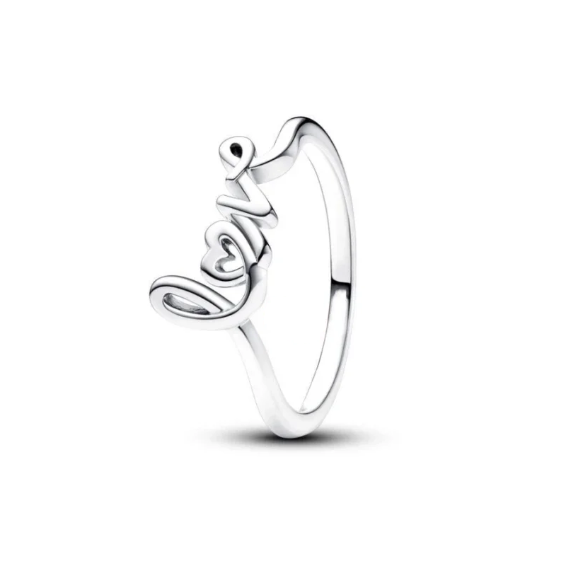 Bague lettre cursive love argent