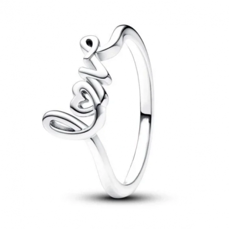 Bague lettre cursive love argent