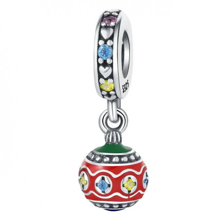 Charm boule de noël décoration argent pour bracelet