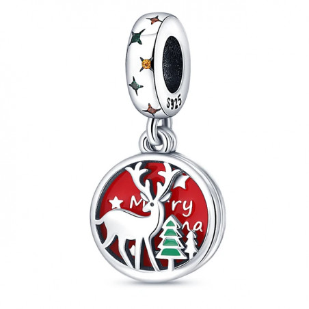 Charm joyeux noël renne sapin argent pour bracelet