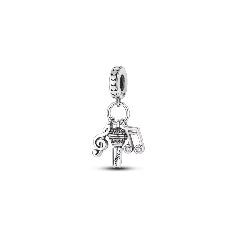 Charm micro chant musique clé sol note strass argent pour bracelet