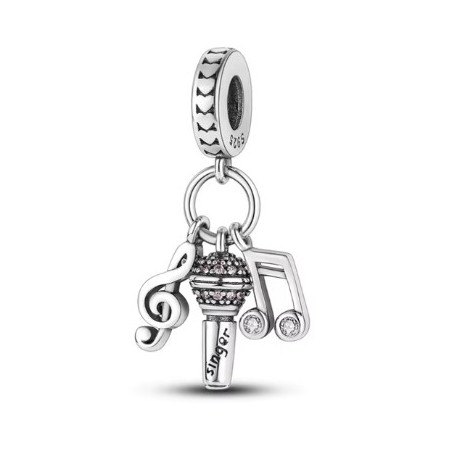 Charm micro chant musique clé sol note strass argent pour bracelet